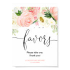 Blush pink gold floral elegant favors sign