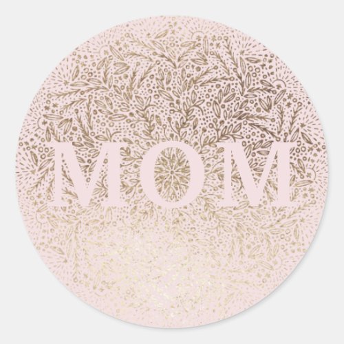 Blush Pink Gold Floral Formal Elegant Mothers Day Classic Round Sticker