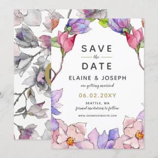 Blush Pink Gold Floral Garden Botanical Wedding Invitation