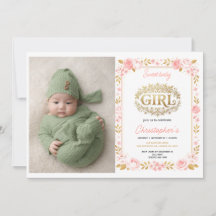 Blush Pink & Gold Floral Girl Baby Shower photo