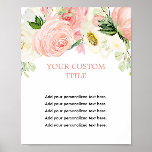 Blush pink gold floral greenery custom sign
