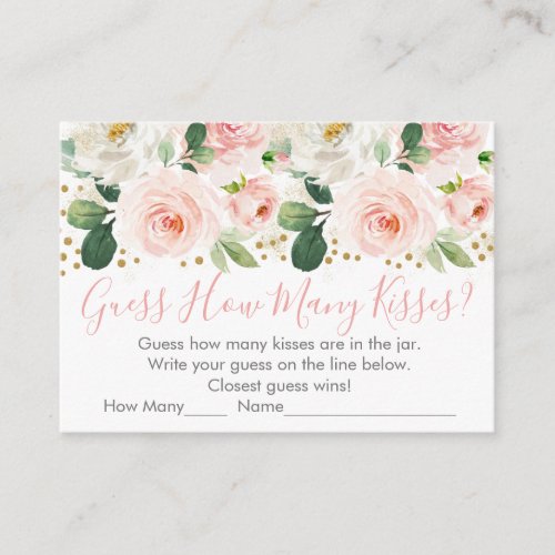Blush Pink Gold Floral Guess How Many Shower Game Enclosure Card