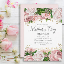 Blush Pink Gold Floral Mother's Day Brunch Invitation