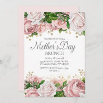 Blush Pink Gold Floral Mother's Day Brunch Invitation
