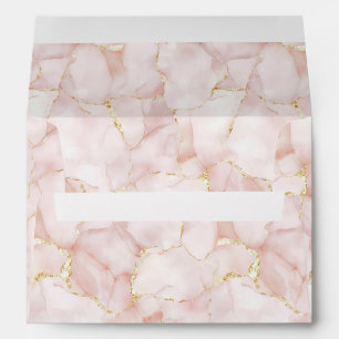 Blush Pink Gold Floral Rose Petals Bridal Shower Envelope