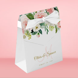 Blush Pink Gold Floral Wedding Elegant Favor Boxes