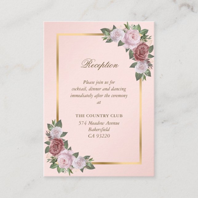Blush Pink Gold Floral Wedding Reception Enclosure (Front)