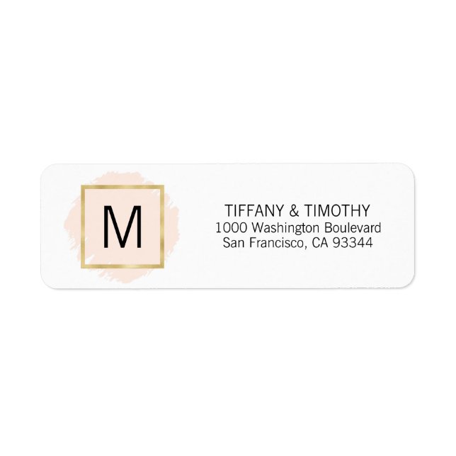 Blush Pink Gold Foil Monogram Return Address Label (Front)