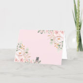 Blush Pink Gold Garden Flowers Wedding Thank You Card (Back)