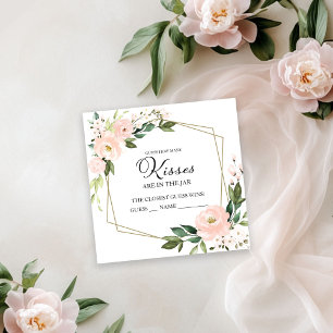 Blush Pink Gold Geometric Guess How Many Kisses  Enclosure Card