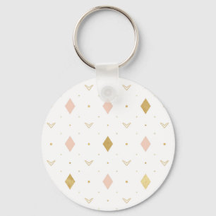 Blush Pink Gold Geometric Pattern Keychain