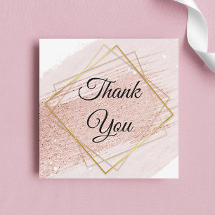 blush pink gold geometric wedding thank you note card