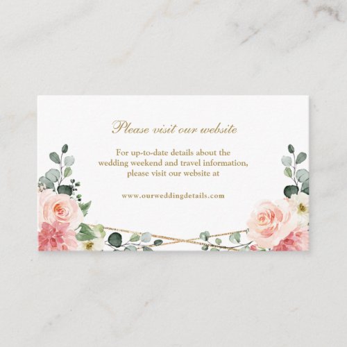 Blush Pink Gold Geometric Wedding Website Details  Enclosure Card