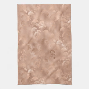 Blush Pink Gold Ginkgo Leaves Elegant Botanical 8 Kitchen Towel