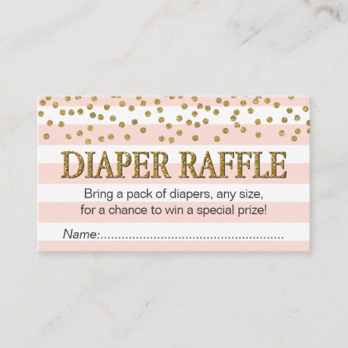 Blush Pink Gold Girl Diaper Raffle Tickets Cards