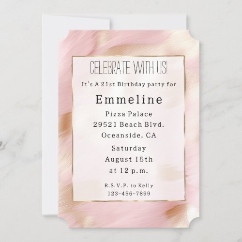 Blush Pink Gold Glam Cowgirl Cowhide Invitation