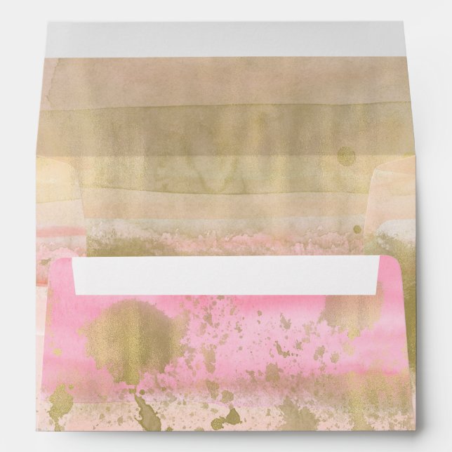 Blush Pink Gold Glam Watercolor Hello Beautiful Envelope (Back (Bottom))