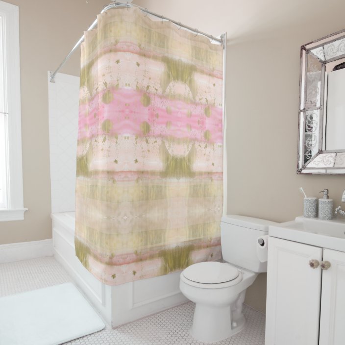 pink and gold shower curtain