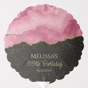 Blush Pink Gold Glitter Abstract Watercolor Marble Balloon