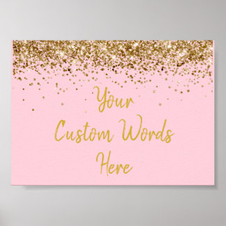 Blush Pink Gold Glitter Birthday Party Anniversary Poster