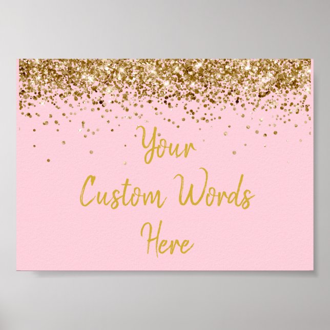 Blush Pink Gold Glitter Birthday Party Anniversary Poster (Front)