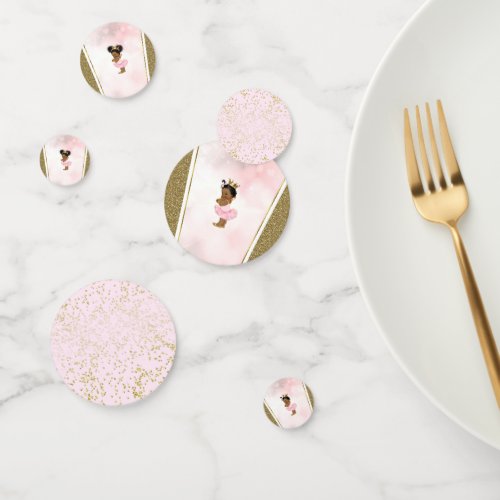 Blush Pink  Gold Glitter Black Girl African Party Confetti