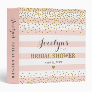 Blush Pink Gold Glitter Bridal Shower Photo Album 3 Ring Binder