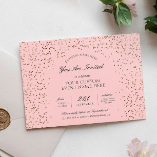 Blush Pink Gold Glitter Business Gala Dinner Event Invitation