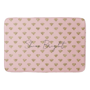 Blush Pink Gold Glitter Diamonds Bath Mat