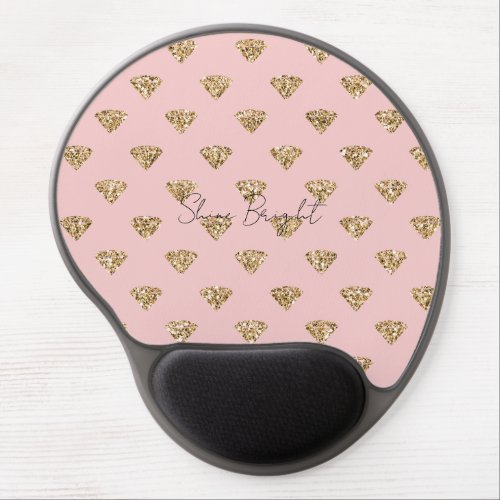 Blush Pink Gold Glitter Diamonds          Gel Mouse Pad