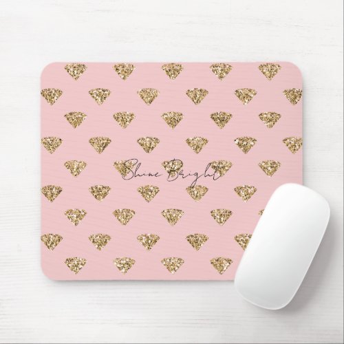 Blush Pink Gold Glitter Diamonds          Mouse Pad