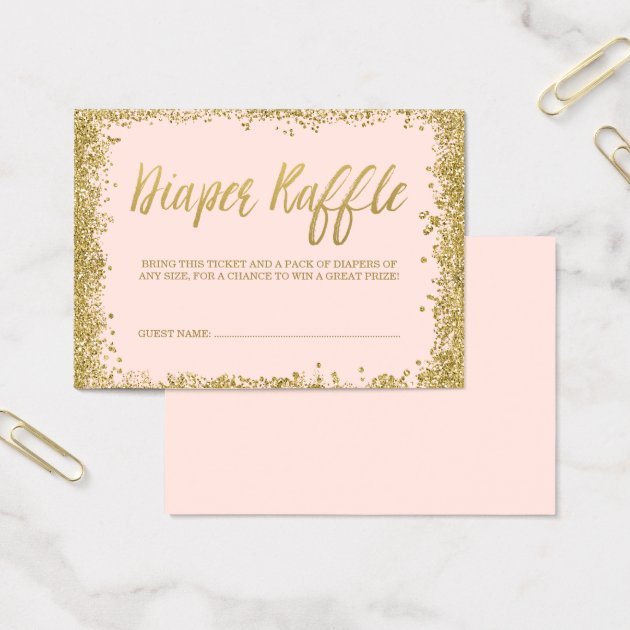 Blush Pink Gold Glitter Diaper Raffle Ticket