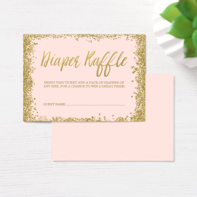 Blush Pink Gold Glitter Diaper Raffle Ticket