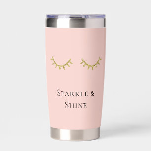 Blush Pink Gold Glitter Eyelashes Insulated Tumbler