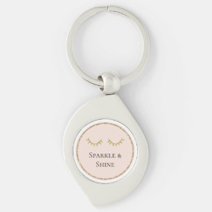 Blush Pink Gold Glitter Eyelashes Sparkle Keychain