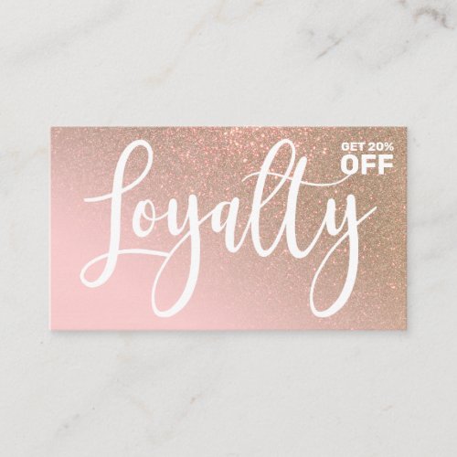 Blush Pink Gold Glitter Gradient Typography Loyalty Card