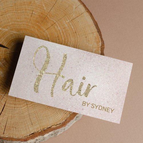 Blush Pink Gold Glitter Hair Stylist Business Card
