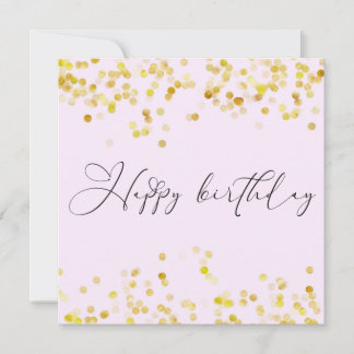 Blush Pink Gold Glitter Happy Birthday Card