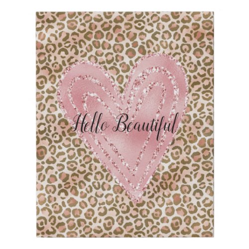 Blush Pink Gold Glitter Heart Leopard Print