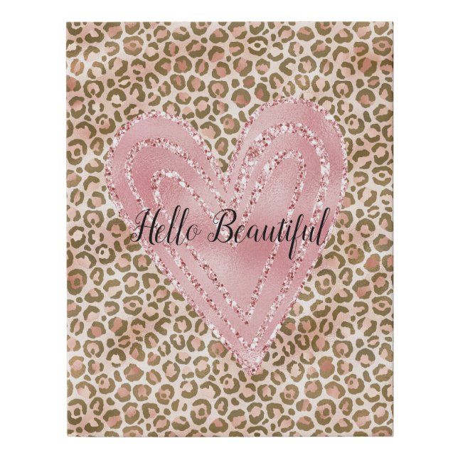 Blush Pink Gold Glitter Heart Leopard Print (Front)