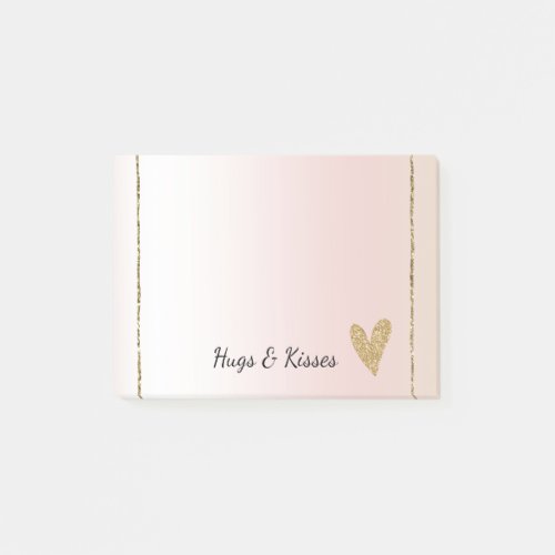 Blush Pink Gold Glitter Heart Post_it Notes