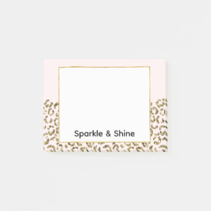 Blush Pink Gold Glitter Leopard Post-it Notes