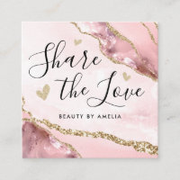 Blush Pink Gold Glitter Marble Agate Chic Monogram