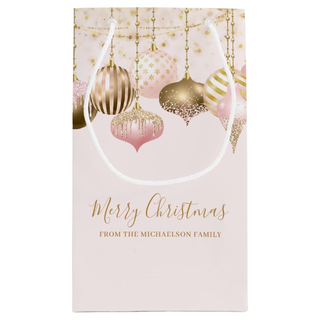 Blush Pink Gold Glitter Ornament  Small Gift Bag (Back)