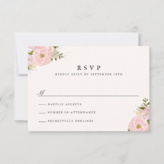 Blush Pink Gold Glitter Peony RSVP Cards
