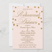 blush pink gold glitter rehearsal dinner invites (Front)