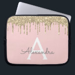 Blush Pink Gold Glitter Sparkle Monogram Laptop Sleeve<br><div class="desc">Blush Pink and Gold Faux Dripping Modern and Elegant Girly Glitter and Sparkle Elegant Monogram Case. This case can be customized to include your initial and first name.</div>