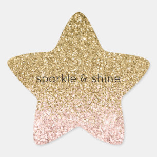 Blush Pink Gold Glitter Sparkle Star Sticker