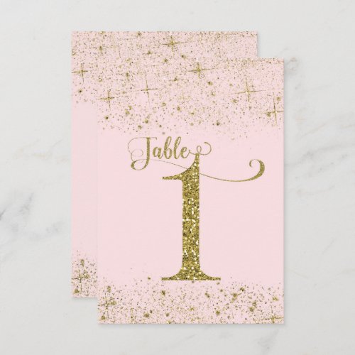 Blush Pink Gold Glitter Table Numbers Number 1