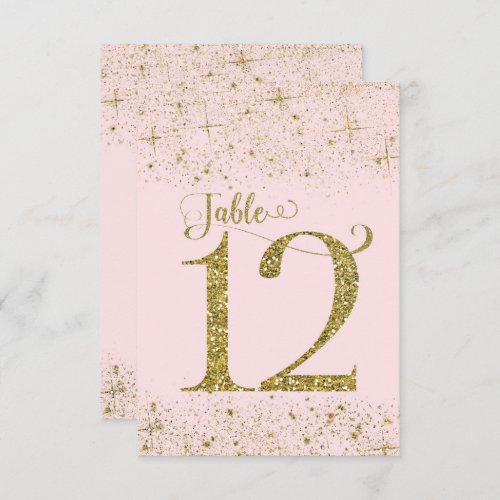 Blush Pink Gold Glitter Table Numbers Number 12